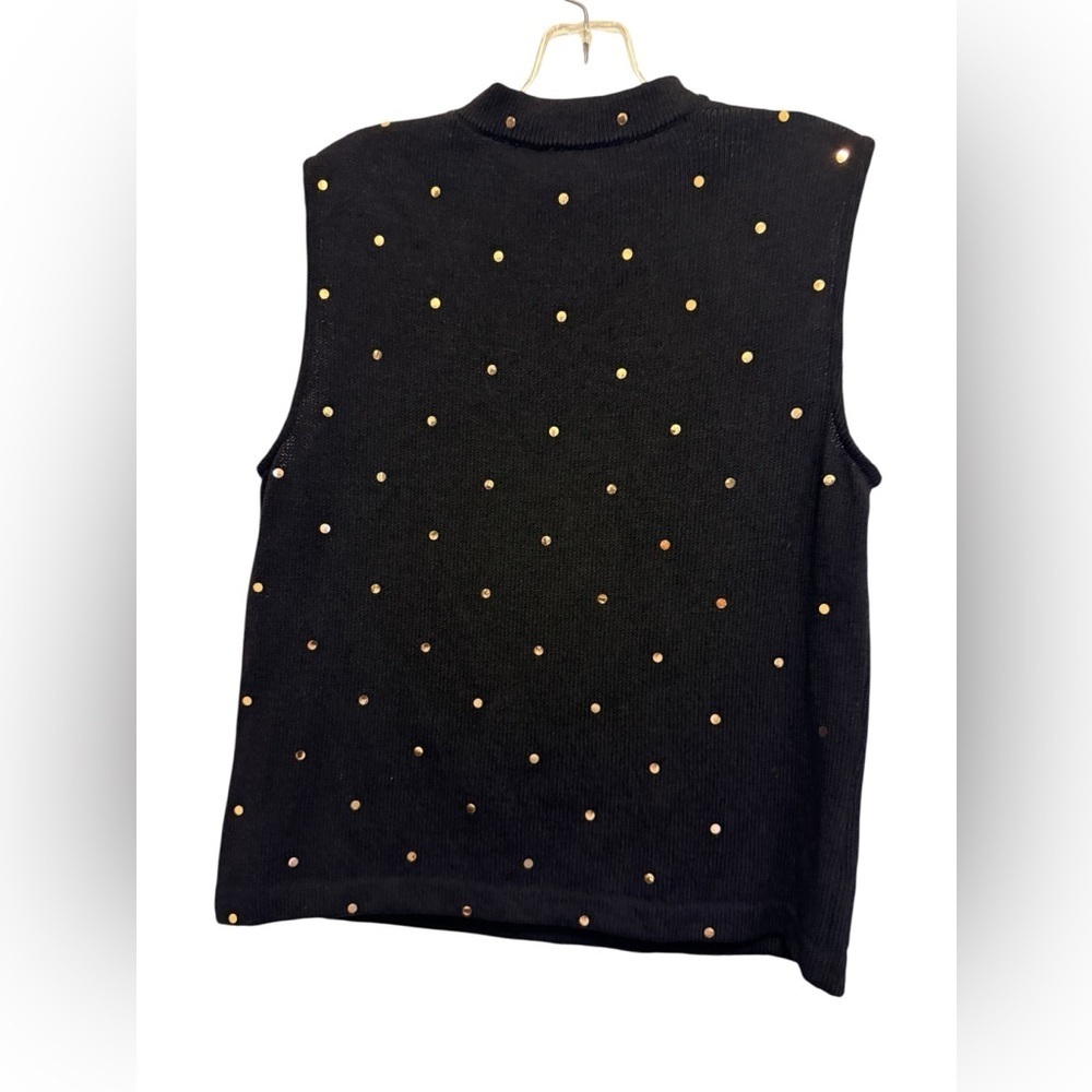 St. John Black Muscle Tee with Gold Studs